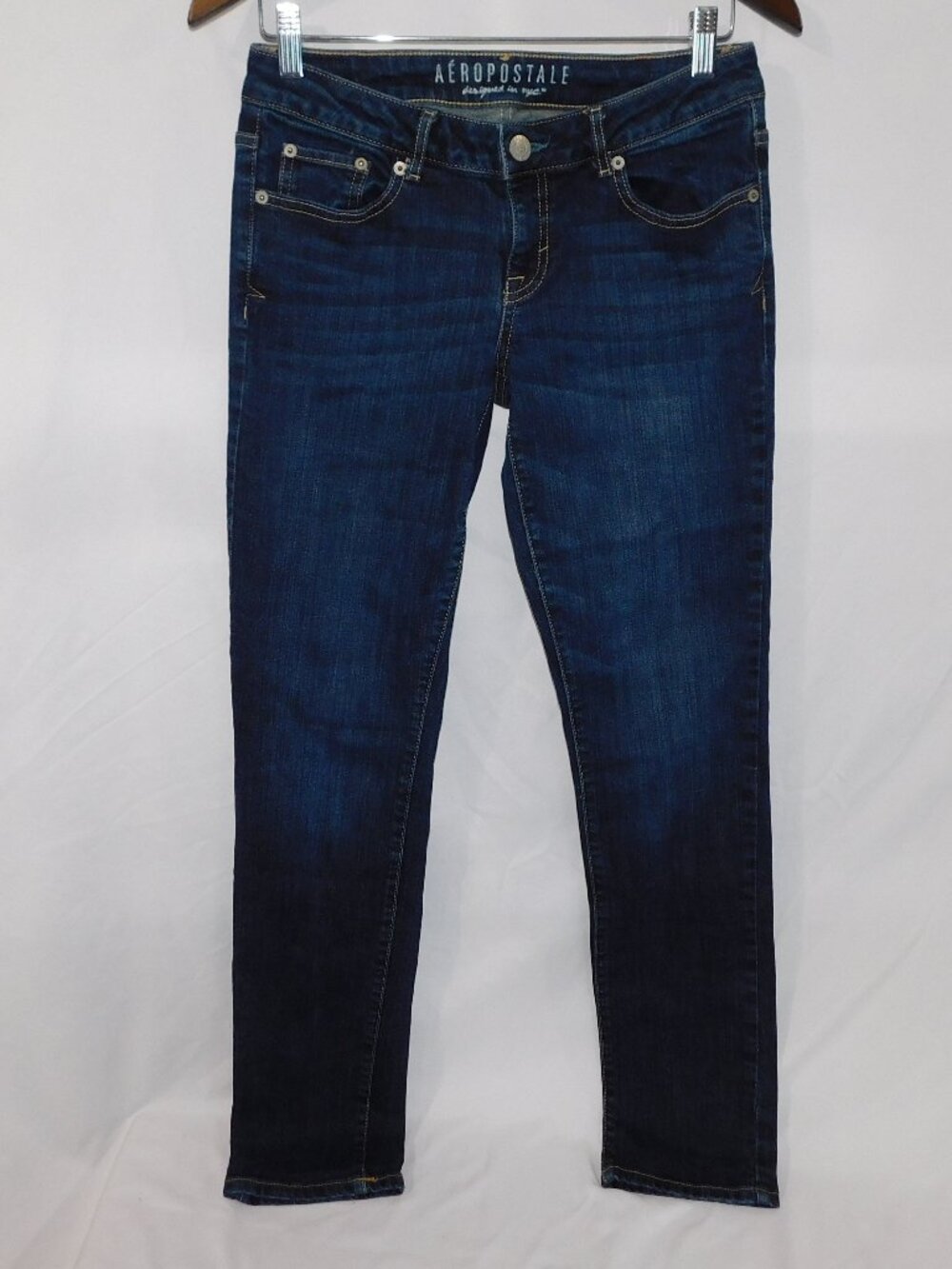 Aeropostale Low Rise Skinny Dark Wash Blue Denim Jeans Womens 4 Reg 31 Inseam
